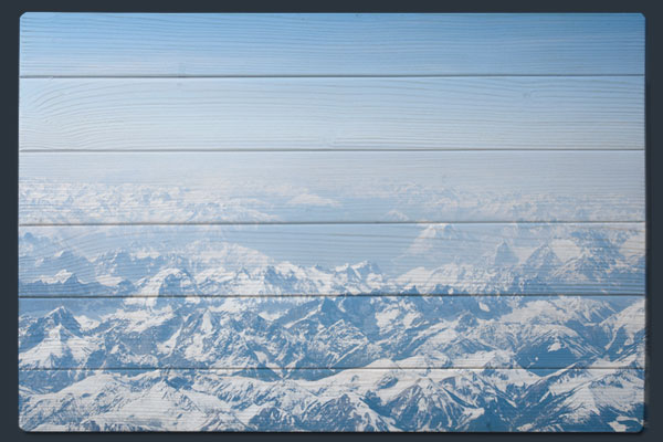 Alpenpanorama auf Holz gedruckt